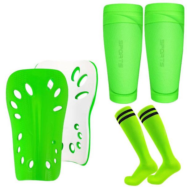 Youth Football Shin Guard Socks Set - Knee-High Compression Sleeves For Soccer, Basketball & Sports (3-Pack) - Breathable PU Material, Unisex S/M/L_desvips.com