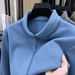 Autumn Winter Stand Collar Zipper Double-Sided Fleece Sweatshirt Korean Style Solid Color Casual Inner Layer Base Shirt_desvips.com