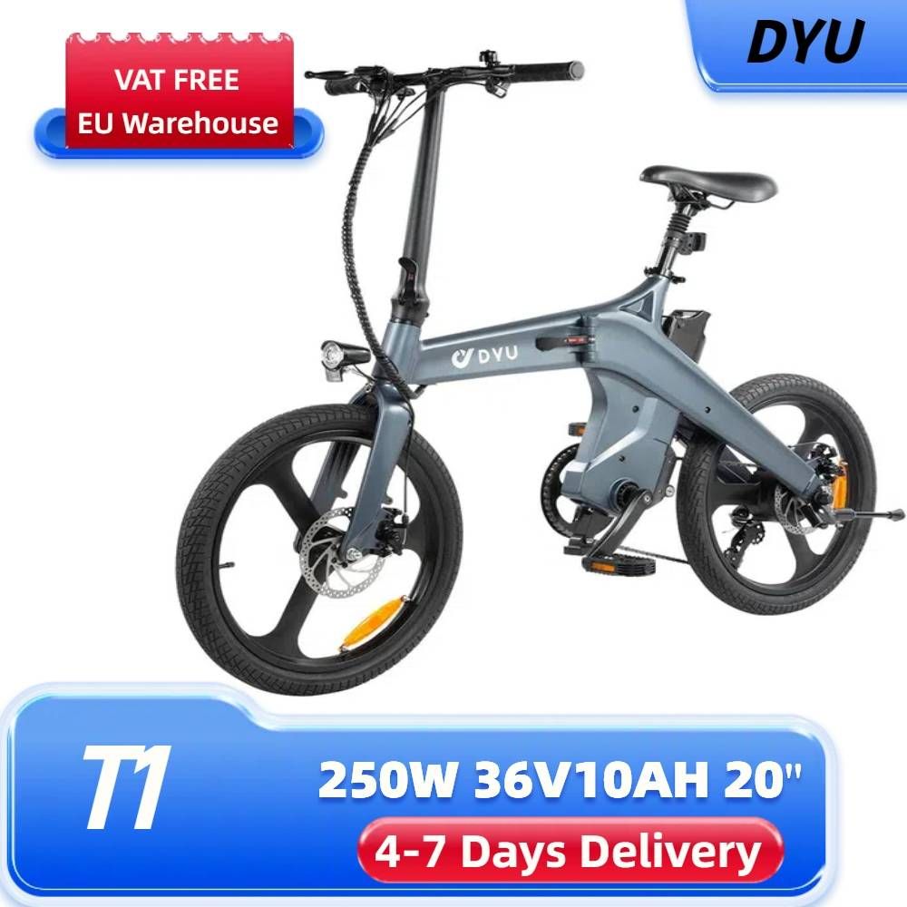 DYU T1 Electric City Bike 20" Tires 250W Motor 36V 10Ah Battery_desvips.com