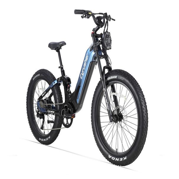 CYRUSHER Trax 2.0 All-Terrain Electric Bike, 52V 20Ah Battery, 4-Bar Full Suspension, Shimano 9-Speed_desvips.com