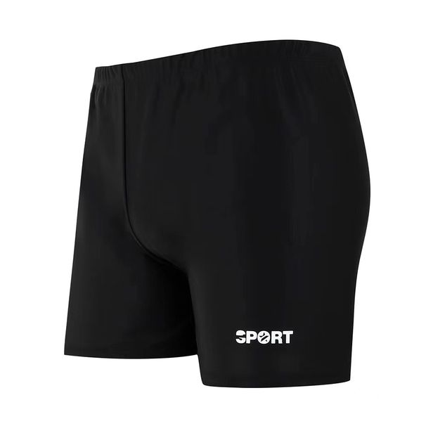 Summer Pure Black Boxer Briefs Breathable Quick-Dry Swimming Shaping Comfortable Fashionable Men's Swim Trunks_desvips.com