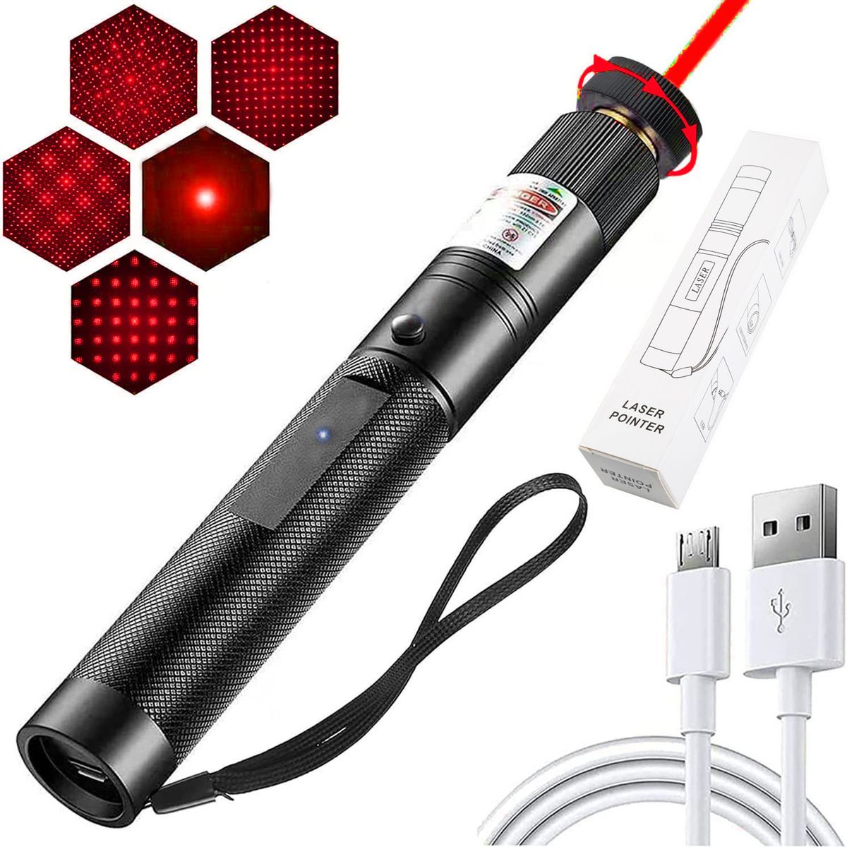 YUOUY USB Rechargeable GREEN LASER Pointers High Power Laser 303 Laser Flashlight_desvips.com