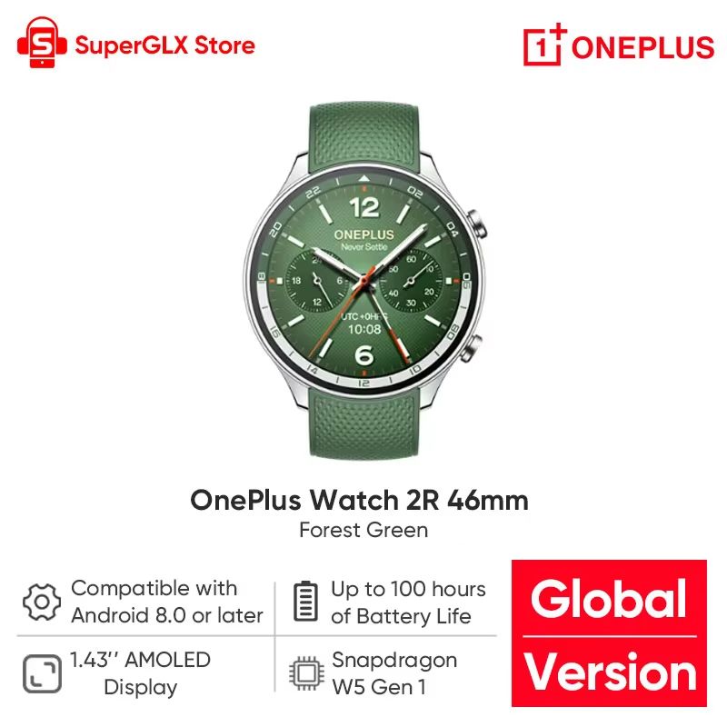 Global Version OnePlus 2R Smart Watch 1.43” AMOLED Snapdragon W5 Up To 100 Hours Of Battery Life 100+ Sports Modes NFC_desvips.com