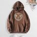 Men's Clothing sweatshirt moon bee print hooded back collar plus velvet sweatshirt_desvips.com