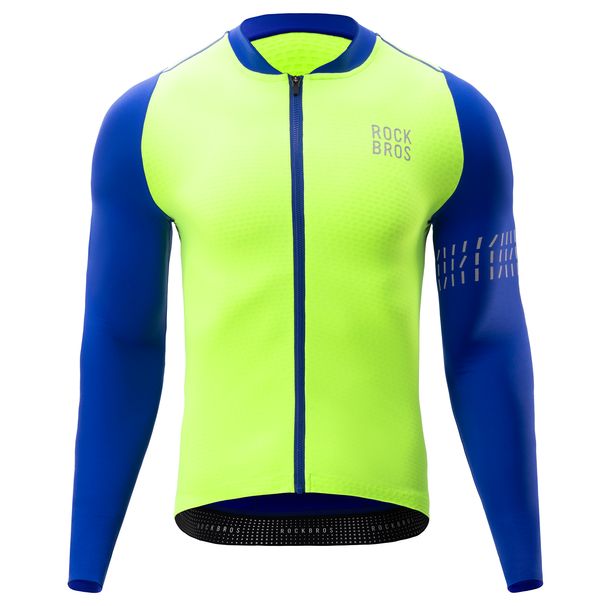 ROCKBROS Long-Sleeve Cycling Jersey Lightweight Fleece Bike Jersey Neon Green M-2XL_desvips.com