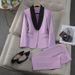 women's satin blouse and highwaisted pants set, long sve silk buttondown shirt with wide leg trousers, elegant 2piece office outfit_desvips.com