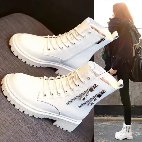 soled 2024 Fashion New Thick Comfortable Durable Explosive Short Sleeves Trendy And Versatile Black Boots Lhshoe_desvips.com