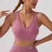 Seamless Knitted Sand Washed Sports Underwear Shockproof Push Up Clothes Running Training Yoga Bra_desvips.com