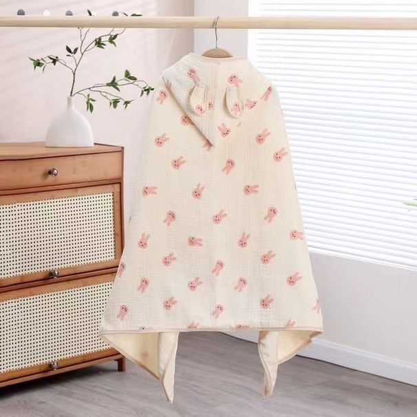 Children's Pure Cotton Four-Layer Gauze Infant Baby Cloak Hooded Swimming Wrap Warm Bath Towel Cape_desvips.com