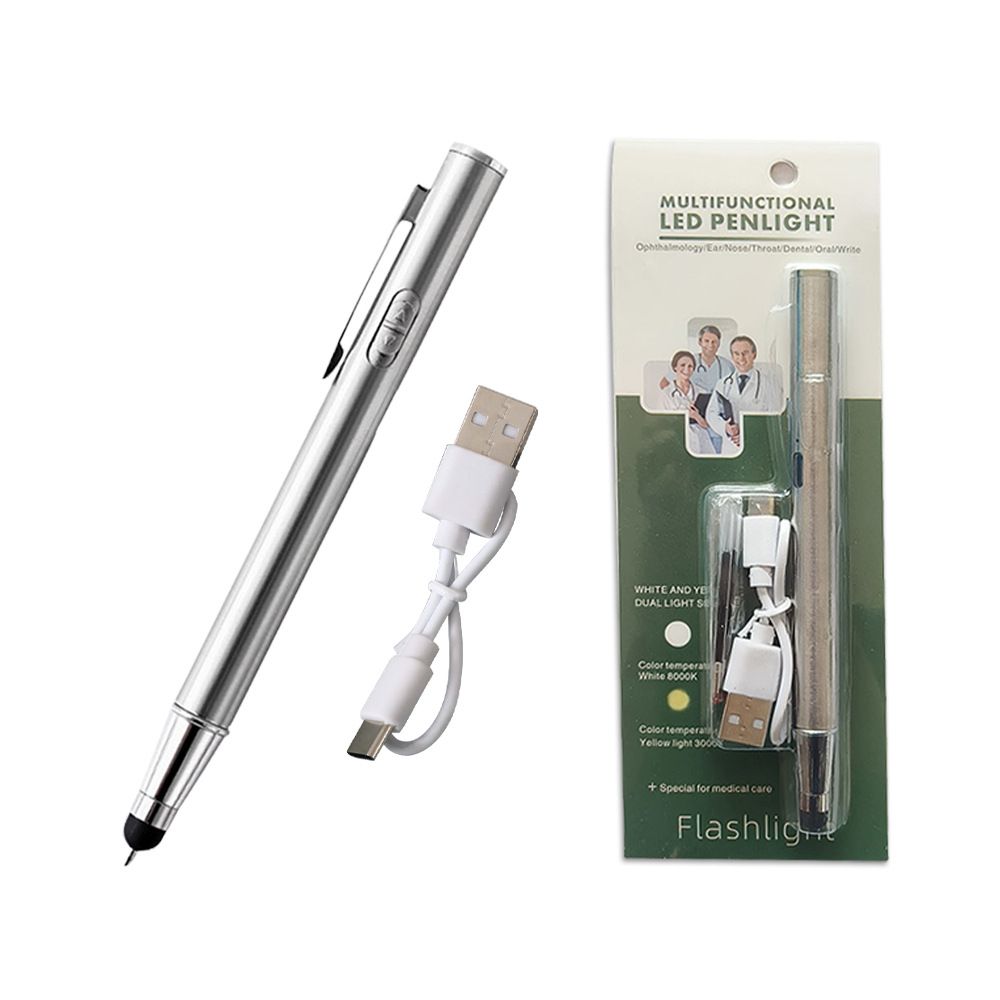 Yellow Whie Dual Medical Flashligh Compac Nurse Pupil Morning Ophhalmology Oral Ear Nose Throa Examinaion Pen_desvips.com