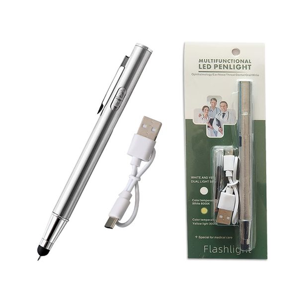 Yellow Whie Dual Medical Flashligh Compac Nurse Pupil Morning Ophhalmology Oral Ear Nose Throa Examinaion Pen_desvips.com