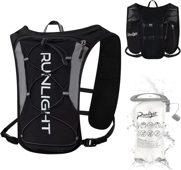 Runlight Men's Running Vest, Adjustable Hydration Backpack With Breathable Reflective Straps And 1.5L Water Bladder,_desvips.com