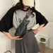 Daily Collocation Cat Cute Women's Chest Version Ins Style Simple Printed Single Shoulder Crossbody Bag_desvips.com