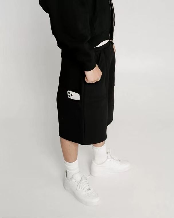 2025 New Style Shorts Cotton Simple Striped Multi-Pocket Design Drawstring Youth Versatile Sports Sweatpants_desvips.com