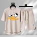 Men's Clothing 2024 Waffle Casual Summer Suit Men's Loose Teen Short sleeved T shirt Shorts Handsome Two piece Suit_desvips.com