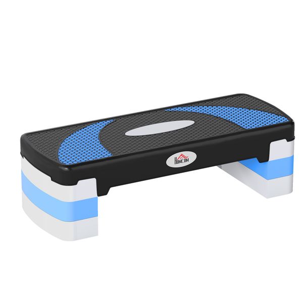 Step Fitness Per Aerobica Antiscivolo E Regolabile Su 3 Altezze, In PP, 80x31x20 Cm, Blu E Nero_desvips.com