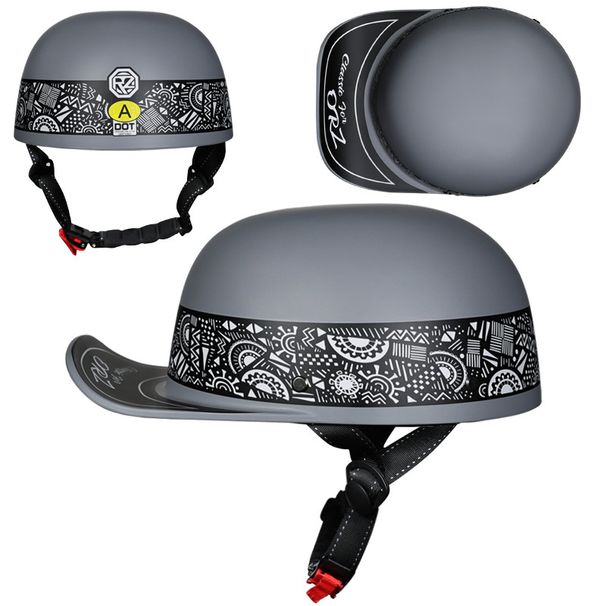 3C Retro Gangster Personalized Baseball Cap Men and Women Painted Helmet Scoop Helmet Duckbill Cap Helmet Electric Car Baseball Cap Half Helmet_desvips.com