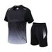 Men's Round Neck Short Sleeve Shorts Two Piece Set Summer Gradient Color T-Shirt Casual Sports Suit Running Clothes_desvips.com