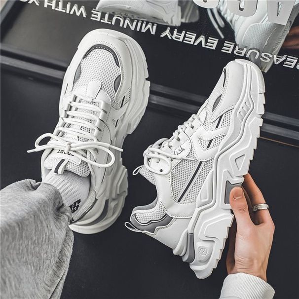 Men's Summer Breathable New Style Trend All-match Youth Sports Leisure Thick Bottom Heightening Little White Dad Shoes_desvips.com