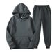 Solid Color Ribbed Hem Unisex Casual Plain Sweatshirt Sweatpants Set_desvips.com