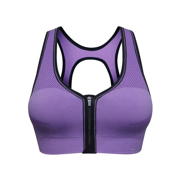 Fitness Running Sports For Women With Front Zipper, Shaping, Padded, Seamless, Shockproof Yoga Bra_desvips.com