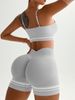 Color Blocked Push up Sports Vest Seamless Shoulder Straps Tight Fitting Running Fitness Shorts for Women_desvips.com