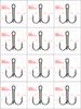 Shawto 50pcs/Lot Treble Fishing Hook Set In Box High Carbon Steel Barbed Hooks Fishing Tackle Black FishHook Fishing Tackle Tool_desvips.com