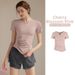 Women's Quick Drying Yoga Wear Short Sleeved T-Shirt Pilates Training Fitness Top New Style Sports Running Set_desvips.com