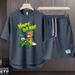 Men's Clothing 2024 Waffle Casual Summer Suit Men's Loose Teen Short sleeved T shirt Shorts Handsome Two piece Suit_desvips.com