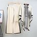 Women's Clothing new slim and fashionable long sleeved sweater + shawl + casual wide leg pants three piece suit_desvips.com