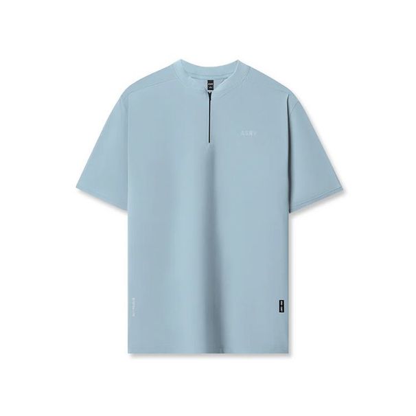 Summer Men's American Style, Youth Half-Zip, Quick-Dry, Seamless Short-Sleeve T-Shirt, High-Elasticity Sports Fitness_desvips.com