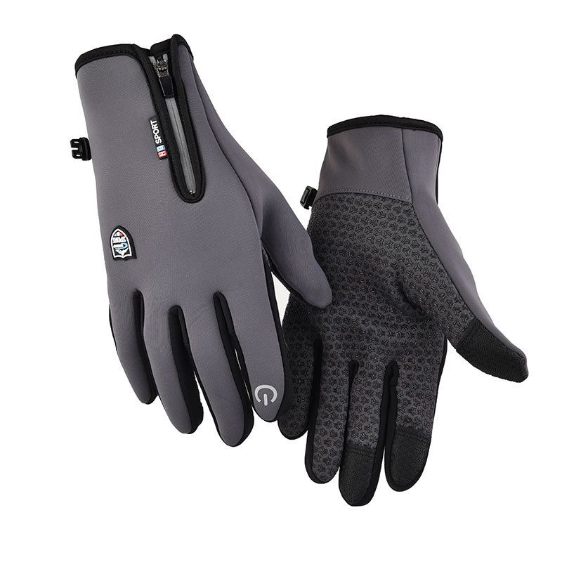 Cycling Gloves Fur Zipper Gloves Plus Velvet Thick Waterproof Windproof Men And Women Warm Gloves Autumn And Winter Cycling Skiing Driving_desvips.com