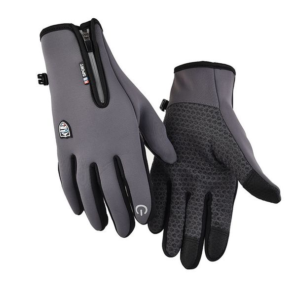 Cycling Gloves Fur Zipper Gloves Plus Velvet Thick Waterproof Windproof Men And Women Warm Gloves Autumn And Winter Cycling Skiing Driving_desvips.com