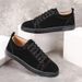 Suede Fashion Designer Men's Casual Breathable Solid Color Low Top Sneakers Black All-match Flat Shoes_desvips.com