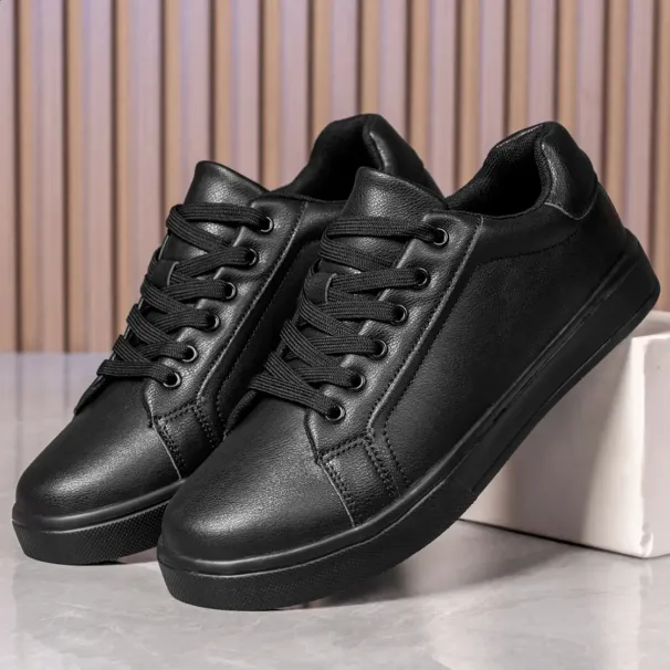 Mens Comfortable Skateboard Mens Solid White And Black Casual Sports Lightweight Walking Shoes Tenis Masculino 241105_desvips.com