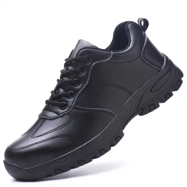 Waterproof Safety Mens Steel Toe Work Boots Shock-absorbing Perforated Leather Protective Shoes 240918_desvips.com