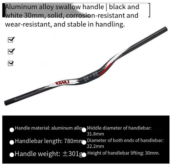 Aluminum Alloy Riser Handleba For Downhill Mountain Bike (780mm Length,30/55mm Rise)_desvips.com