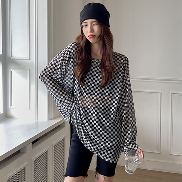 Swimsuit Blouse Seaside Holiday Loose Soakable Bikini Cover-up Hot Spring Mesh Beach Sun Protection Clothing Outwear_desvips.com
