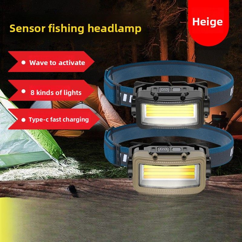 New Model Induction Strong Light Night Fishing Long-range Rechargeable Headlamp Outdoor Camping LED High-brightness_desvips.com