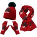 Christmas Knit Hat Scarf Gloves Set For Women & Kids - Warm Winter Accessories With Festive Design - Red/White/Green_desvips.com