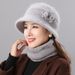 Warm Rabbit Fur For Middle-aged Elderly Women, Autumn And Scarf Two-piece Set, Granny Winter Bucket Hat_desvips.com