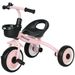Dreirad Für Kinder 2-5 Jahre, Höhenverstellbarer Sitz, Klingel, Fahrradkorb, Metallrahmen, Rosa_desvips.com
