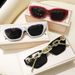 Women's Korean Style UV Protection Square Chain Sunglasses For Round Face - 2024 Trendy Fashion_desvips.com