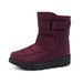 Women's Waterproof Snow Boots With Hook & Loop Closure, Non-Slip Winter Boots For Outdoor, Warm Mid-Calf Boots With Faux Fur Lining (Black, Burgundy)_desvips.com