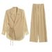 Women's Clothing High grade sun proof suit in summer chiffon splicing two piece jacket, high waist wide leg trousers, two piece suit_desvips.com