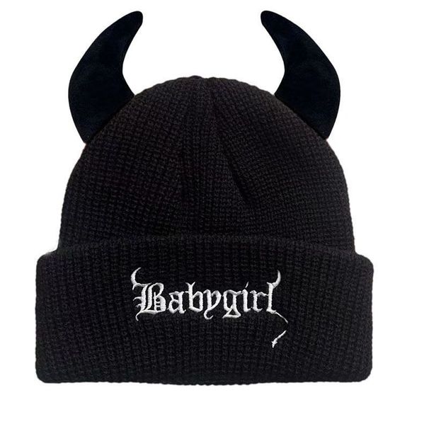 Autumn Winter New Little Devil Horn Unisex Student Couple Versatile Warm Knitted Hat Pullover Beanie_desvips.com