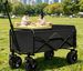 Black Heavy-Duty Collapsible Wagon Cart - All-Terrain Foldable Utility Cart For Camping, Picnics & Beach Trips_desvips.com