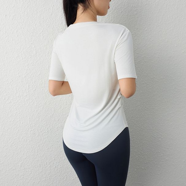 High-End Stretch Yoga Shirt For Women 2024 New T-Shirt Summer Thin Sports Short Sleeve Running Slimming Fitness Top_desvips.com