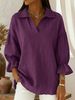 RL Inspired Women's V-Neck Collared Shirt, 3/4 Ruffle Sleeve Blouse, Loose Fit Casual Top, Breathable For Everyday, Office & Weekend Wea Maglia Donna _desvips.com