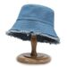 Japanese And Korean Style Vintage Frayed Edge Sun Protection Simple Washed Outdoor Versatile Denim Fisherman Hat_desvips.com